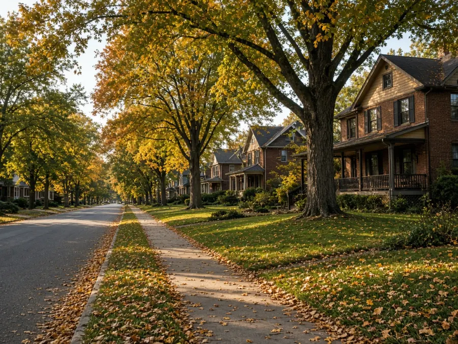 Tree-lined residential street in Cedar Rapids, Iowa